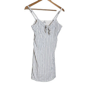 Hollister‎ Blue White Stripe babydoll Dress Linen Nautical M Beachy